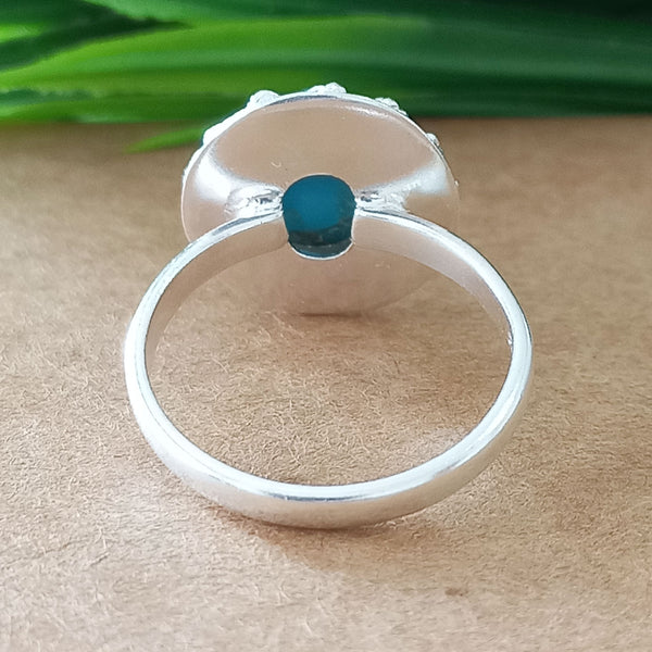 925 Sterling Silver Oval Turquoise Ring, New Design Natural Blue Copper Turquoise Oval Stone Ring, Turquoise Oval Ring, Statement Ring
