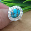 925 Sterling Silver Oval Turquoise Ring, New Design Natural Blue Copper Turquoise Oval Stone Ring, Turquoise Oval Ring, Statement Ring