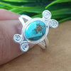 925 Sterling Silver Oval Turquoise Ring, New Design Natural Blue Copper Turquoise Oval Stone Ring, Turquoise Oval Ring, Statement Ring