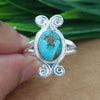 925 Sterling Silver Oval Turquoise Ring, New Design Natural Blue Copper Turquoise Oval Stone Ring, Turquoise Oval Ring, Statement Ring