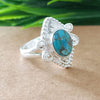 925 Sterling Silver Oval Turquoise Ring, New Design Natural Blue Copper Turquoise Oval Stone Ring, Turquoise Oval Ring, Statement Ring