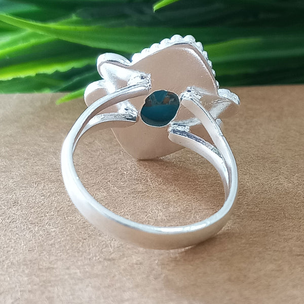 925 Sterling Silver Oval Turquoise Ring, New Design Natural Blue Copper Turquoise Oval Stone Ring, Turquoise Oval Ring, Statement Ring