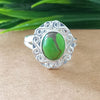 925 Sterling Silver Oval Turquoise Ring, New Design Natural Green Copper Turquoise Oval Stone Ring, Turquoise Oval Ring, Statement Ring
