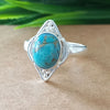 925 Sterling Silver Oval Turquoise Ring, New Design Natural Blue Copper Turquoise Oval Stone Ring, Turquoise Oval Ring, Statement Ring