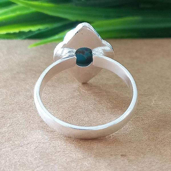 925 Sterling Silver Oval Turquoise Ring, New Design Natural Blue Copper Turquoise Oval Stone Ring, Turquoise Oval Ring, Statement Ring