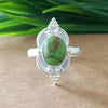 925 Sterling Silver Oval Turquoise Ring, New Design Natural Green Copper Turquoise Oval Stone Ring, Turquoise Oval Ring, Statement Ring