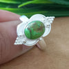 925 Sterling Silver Oval Turquoise Ring, New Design Natural Green Copper Turquoise Oval Stone Ring, Turquoise Oval Ring, Statement Ring