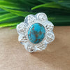925 Sterling Silver Oval Turquoise Ring, New Design Natural Blue Copper Turquoise Oval Stone Ring, Turquoise Oval Ring, Statement Ring