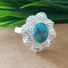 925 Sterling Silver Oval Turquoise Ring, New Design Natural Blue Copper Turquoise Oval Stone Ring, Turquoise Oval Ring, Statement Ring