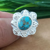 925 Sterling Silver Oval Turquoise Ring, New Design Natural Blue Copper Turquoise Oval Stone Ring, Turquoise Oval Ring, Statement Ring