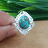 925 Sterling Silver Statement Ring, NEW ARRIVAL Natural Blue Copper Turquoise Oval Silver Ring, Turquoise Oval Silver Ring, Gemstone Ring