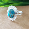 925 Sterling Silver Statement Ring, NEW ARRIVAL Natural Blue Copper Turquoise Oval Silver Ring, Turquoise Oval Silver Ring, Gemstone Ring