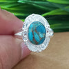 925 Sterling Silver Statement Ring, NEW ARRIVAL Natural Blue Copper Turquoise Oval Silver Ring, Turquoise Oval Silver Ring, Gemstone Ring