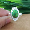 925 Sterling Silver Statement Ring, NEW ARRIVAL Natural Green Copper Turquoise Oval Silver Ring, Turquoise Oval Silver Ring, Gemstone Ring