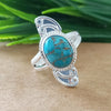 925 Sterling Silver Statement Ring, NEW ARRIVAL Natural Blue Copper Turquoise Oval Silver Ring, Turquoise Oval Silver Ring, Gemstone Ring