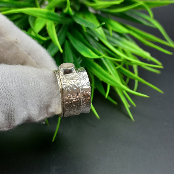 Very Rare Moon Stone Cabochon Round 925 Sterling Silver Spinner Ring/Handmade Jewelry/Designer Silver Fidget Ring/ Mother's Day Gift