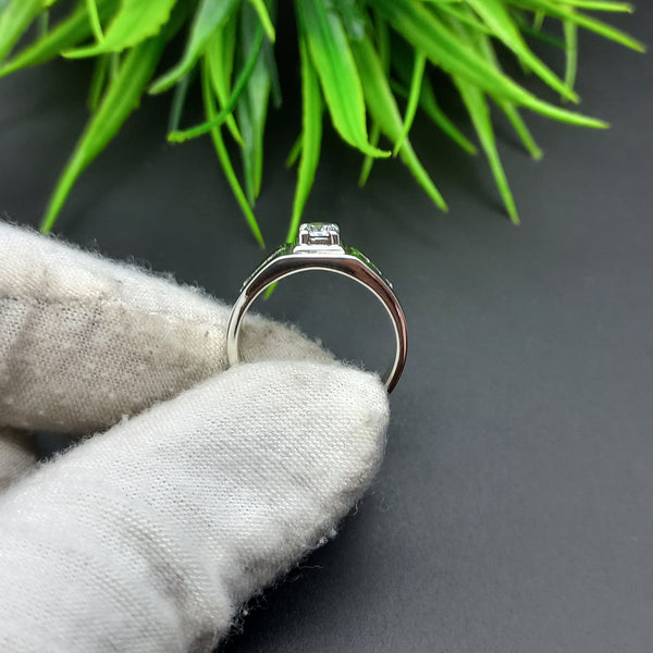Natural American Diamond Solitaire Silver Ring, 925 Sterling Silver Ring, Engagement Ring, Dainty Ring, Diamond Jewelry, Wedding Jewelry
