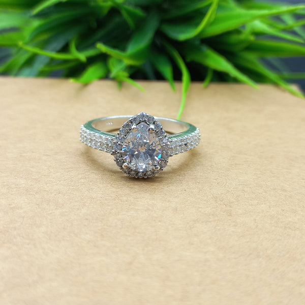 Natural American Diamond Solitaire Silver Ring, 925 Sterling Silver Ring, Engagement Ring, Dainty Ring, Diamond Jewelry, Wedding Jewelry