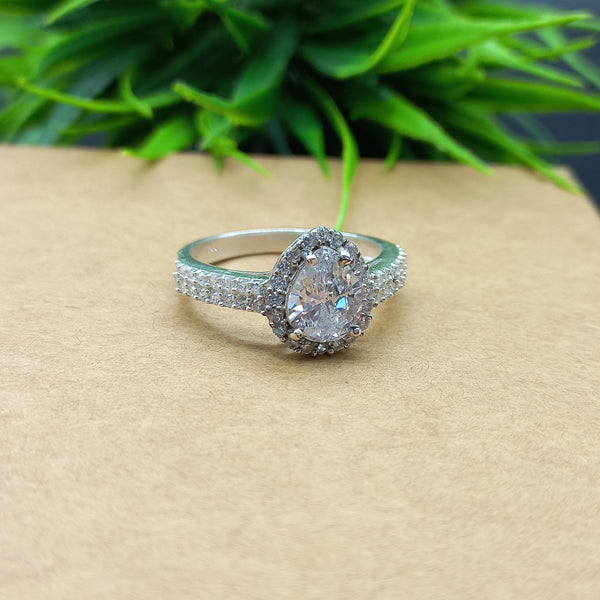 Natural American Diamond Solitaire Silver Ring, 925 Sterling Silver Ring, Engagement Ring, Dainty Ring, Diamond Jewelry, Wedding Jewelry