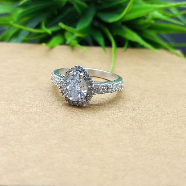 Natural American Diamond Solitaire Silver Ring, 925 Sterling Silver Ring, Engagement Ring, Dainty Ring, Diamond Jewelry, Wedding Jewelry