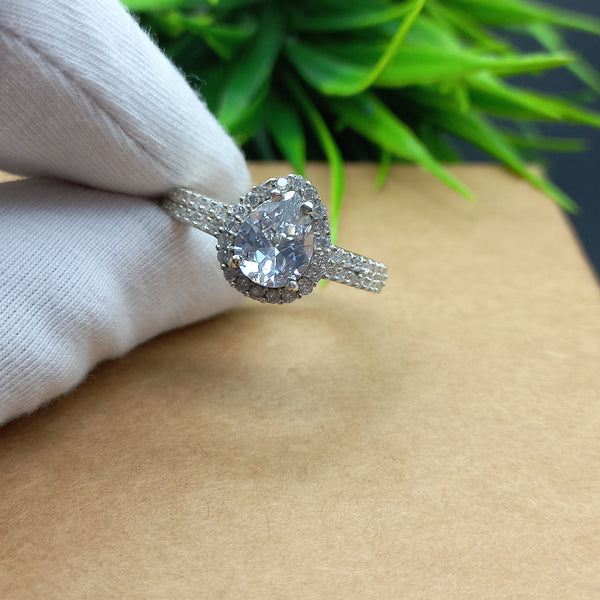 Natural American Diamond Solitaire Silver Ring, 925 Sterling Silver Ring, Engagement Ring, Dainty Ring, Diamond Jewelry, Wedding Jewelry