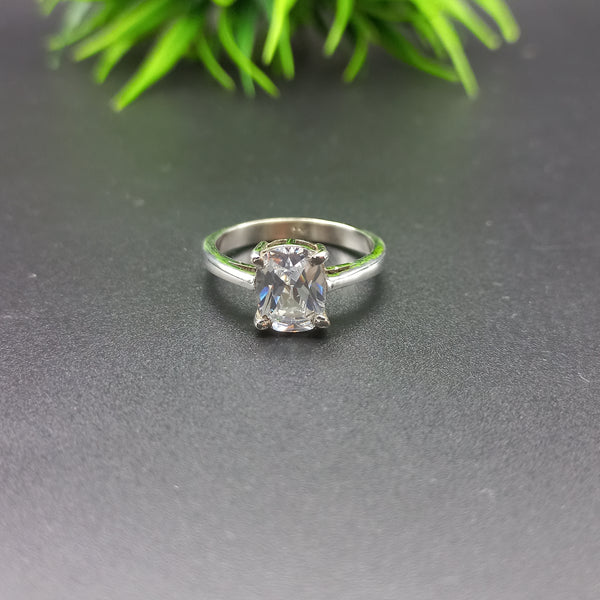 Natural American Diamond Solitaire Silver Ring, 925 Sterling Silver Ring, Engagement Ring, Dainty Ring, Diamond Jewelry, Wedding Jewelry