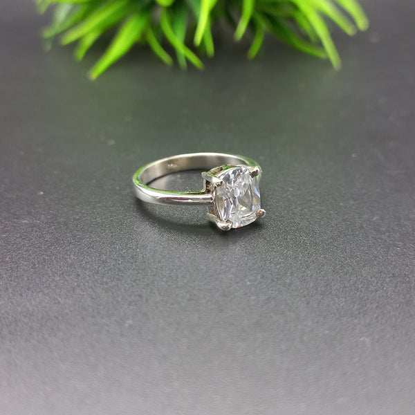 Natural American Diamond Solitaire Silver Ring, 925 Sterling Silver Ring, Engagement Ring, Dainty Ring, Diamond Jewelry, Wedding Jewelry