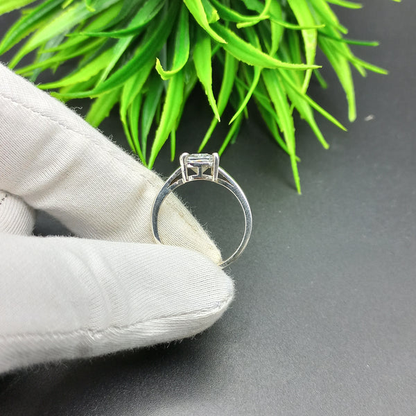 Natural American Diamond Solitaire Silver Ring, 925 Sterling Silver Ring, Engagement Ring, Dainty Ring, Diamond Jewelry, Wedding Jewelry