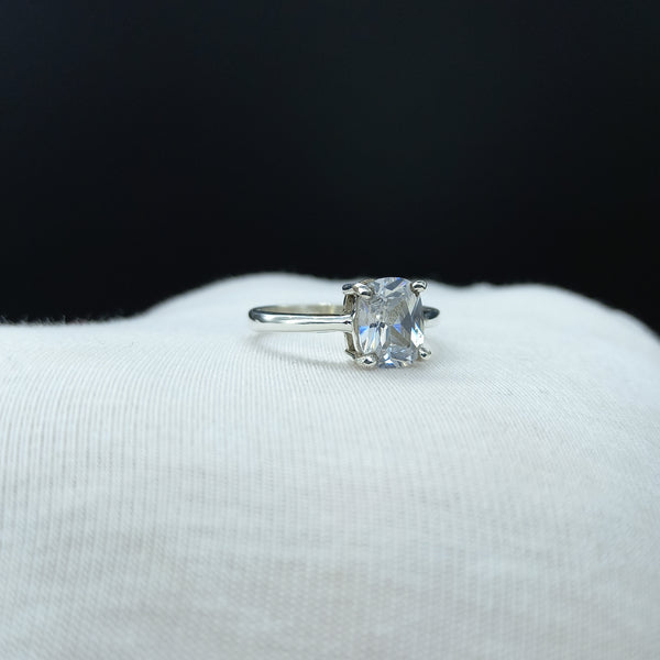 Natural American Diamond Solitaire Silver Ring, 925 Sterling Silver Ring, Engagement Ring, Dainty Ring, Diamond Jewelry, Wedding Jewelry