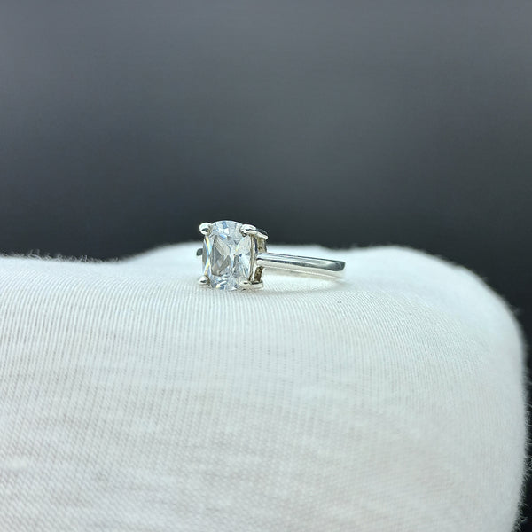 Natural American Diamond Solitaire Silver Ring, 925 Sterling Silver Ring, Engagement Ring, Dainty Ring, Diamond Jewelry, Wedding Jewelry
