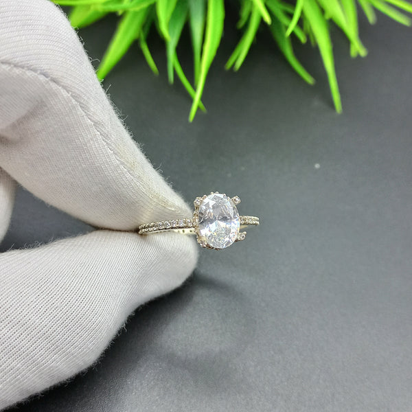 Natural American Diamond Solitaire Silver Ring, 925 Sterling Silver Ring, Engagement Ring, Dainty Ring, Diamond Jewelry, Wedding Jewelry