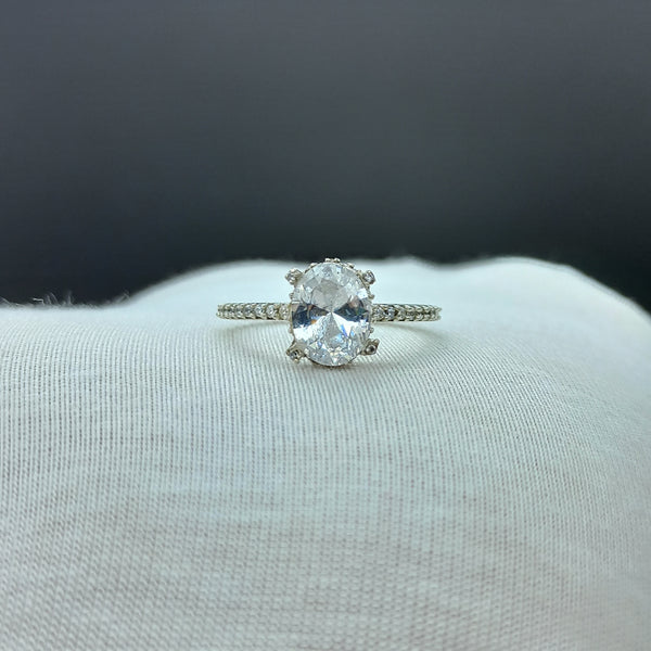 Natural American Diamond Solitaire Silver Ring, 925 Sterling Silver Ring, Engagement Ring, Dainty Ring, Diamond Jewelry, Wedding Jewelry