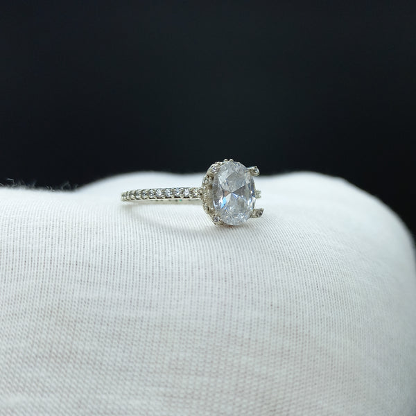 Natural American Diamond Solitaire Silver Ring, 925 Sterling Silver Ring, Engagement Ring, Dainty Ring, Diamond Jewelry, Wedding Jewelry