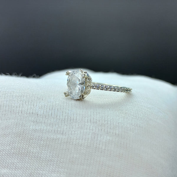 Natural American Diamond Solitaire Silver Ring, 925 Sterling Silver Ring, Engagement Ring, Dainty Ring, Diamond Jewelry, Wedding Jewelry