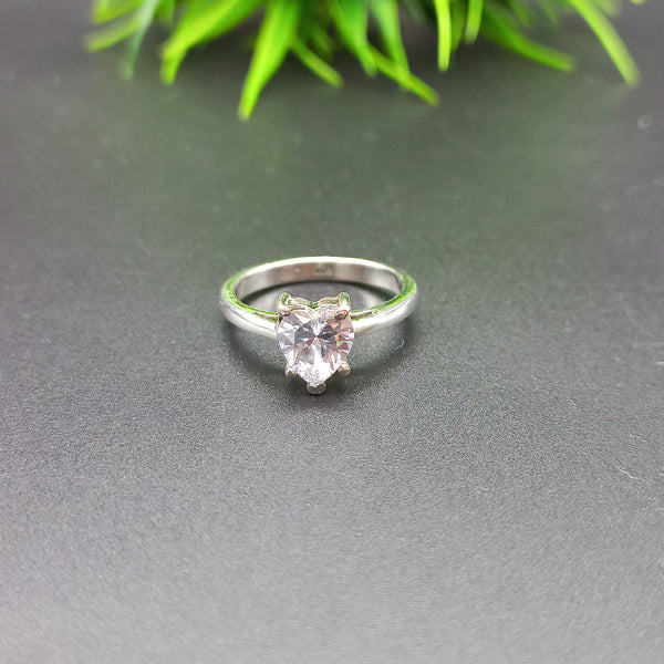 Natural American Diamond Solitaire Silver Ring, 925 Sterling Silver Ring, Engagement Ring, Dainty Ring, Diamond Jewelry, Wedding Jewelry