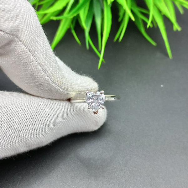 Natural American Diamond Solitaire Silver Ring, 925 Sterling Silver Ring, Engagement Ring, Dainty Ring, Diamond Jewelry, Wedding Jewelry