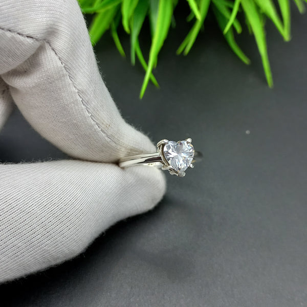 Natural American Diamond Solitaire Silver Ring, 925 Sterling Silver Ring, Engagement Ring, Dainty Ring, Diamond Jewelry, Wedding Jewelry