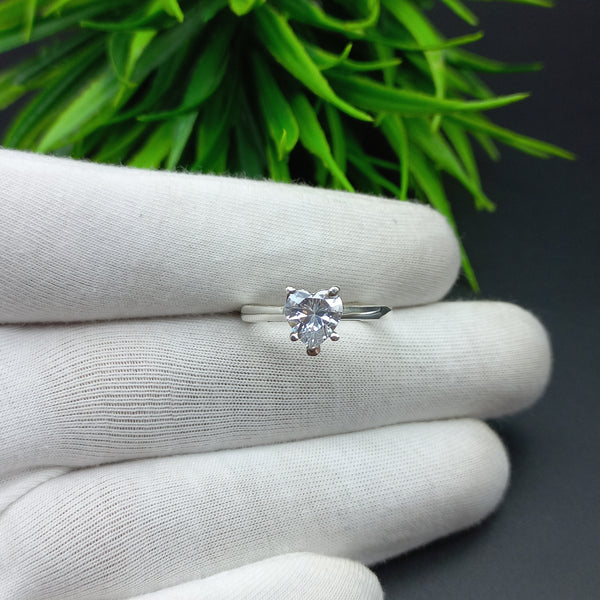 Natural American Diamond Solitaire Silver Ring, 925 Sterling Silver Ring, Engagement Ring, Dainty Ring, Diamond Jewelry, Wedding Jewelry
