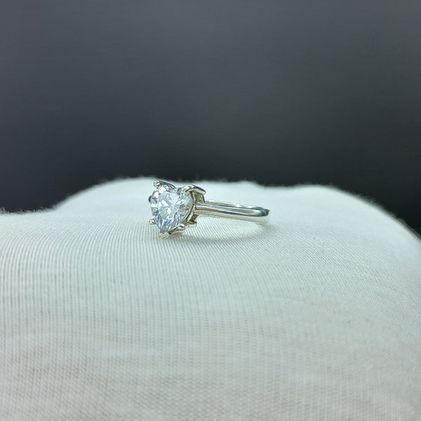 Natural American Diamond Solitaire Silver Ring, 925 Sterling Silver Ring, Engagement Ring, Dainty Ring, Diamond Jewelry, Wedding Jewelry