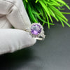 Natural Purple Amethyst Round Solitaire Silver Ring, 925 Sterling Silver Ring, Engagement - Wedding Ring, Dainty American Diamond Jewelry