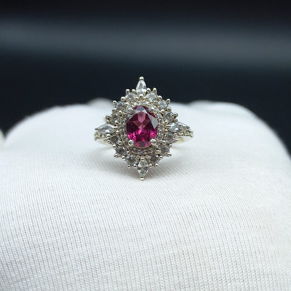 925 Sterling Silver | Oval Pink Tourmaline Ring | Engagement Ring | Promise Ring | Pink Gemstone | October Birthstone | Genuine Tourmaline |