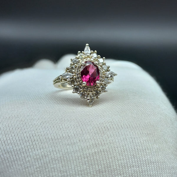 925 Sterling Silver | Oval Pink Tourmaline Ring | Engagement Ring | Promise Ring | Pink Gemstone | October Birthstone | Genuine Tourmaline |