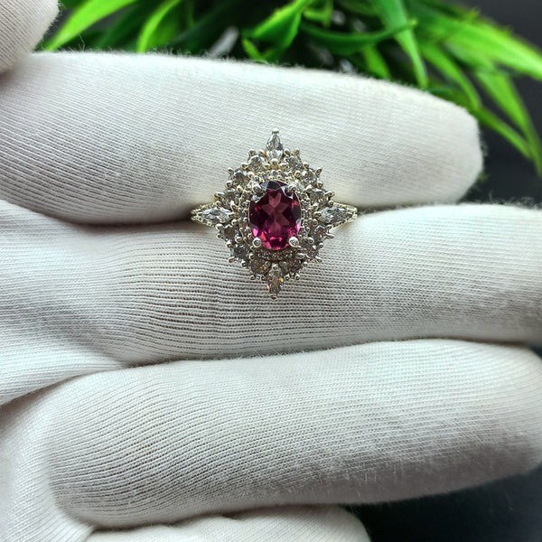 925 Sterling Silver | Oval Pink Tourmaline Ring | Engagement Ring | Promise Ring | Pink Gemstone | October Birthstone | Genuine Tourmaline |