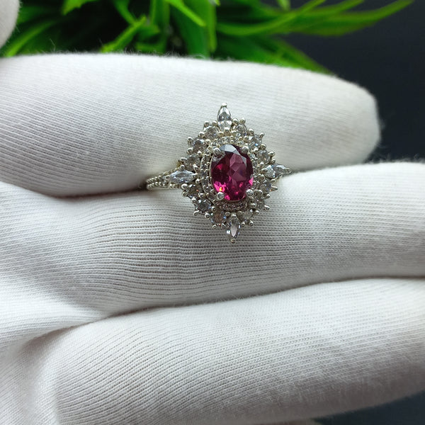 925 Sterling Silver | Oval Pink Tourmaline Ring | Engagement Ring | Promise Ring | Pink Gemstone | October Birthstone | Genuine Tourmaline |