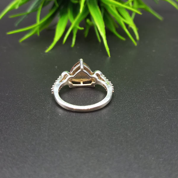 925 Sterling Silver | Trillion Smoky Quartz Ring | Engagement Ring | Brown Ring | Handmade Silver Jewelry | Prong Mount | Bridal Ring |