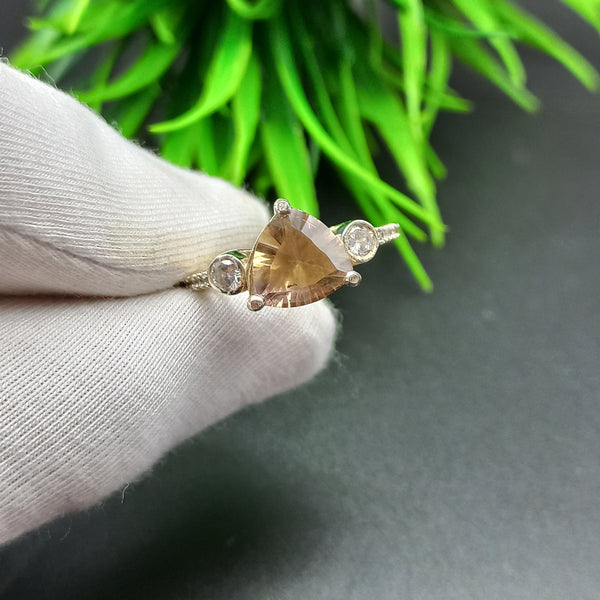925 Sterling Silver | Trillion Smoky Quartz Ring | Engagement Ring | Brown Ring | Handmade Silver Jewelry | Prong Mount | Bridal Ring |