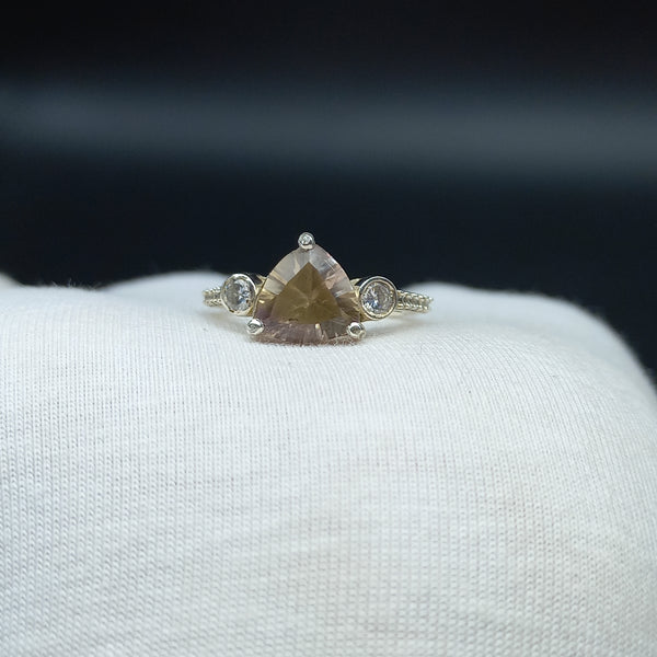 925 Sterling Silver | Trillion Smoky Quartz Ring | Engagement Ring | Brown Ring | Handmade Silver Jewelry | Prong Mount | Bridal Ring |