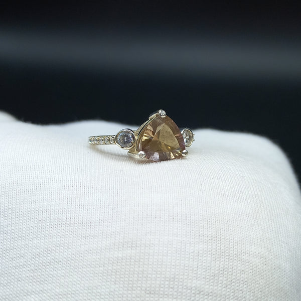 925 Sterling Silver | Trillion Smoky Quartz Ring | Engagement Ring | Brown Ring | Handmade Silver Jewelry | Prong Mount | Bridal Ring |