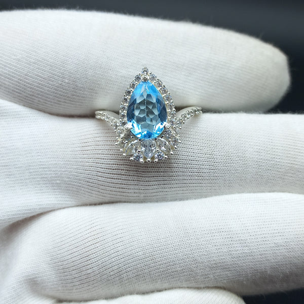 925 Sterling Silver | Natural Sky Blue Topaz Ring | Engagement Ring | Dainty Ring | Blue Gemstone | December Birthstone | Gift For Her |