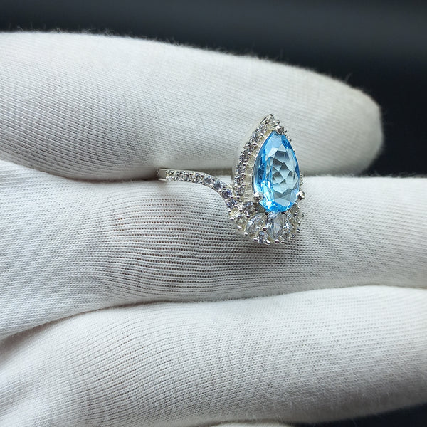 925 Sterling Silver | Natural Sky Blue Topaz Ring | Engagement Ring | Dainty Ring | Blue Gemstone | December Birthstone | Gift For Her |